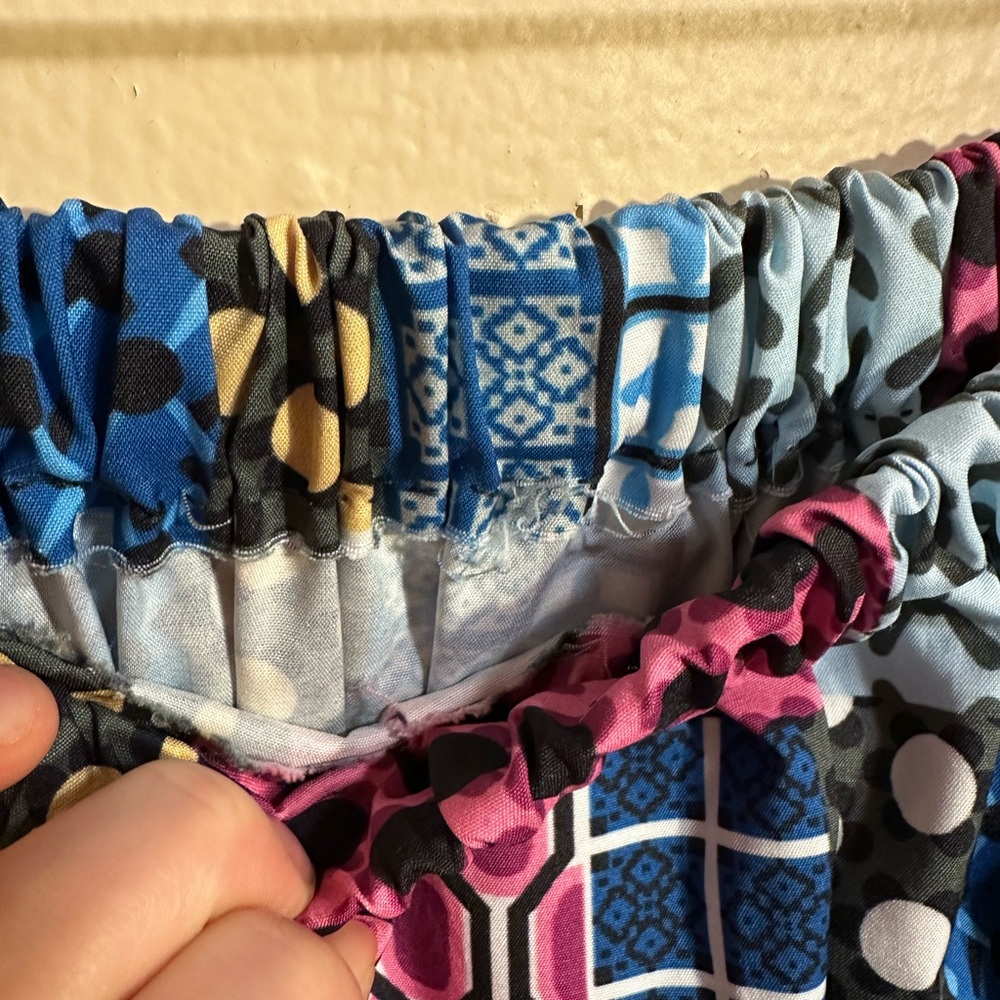 Hand-Stitched Patchwork Geometric Midi Skirt - image 4